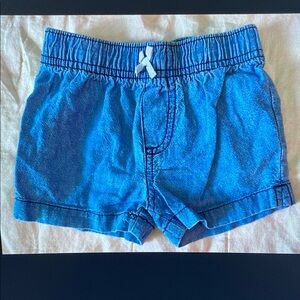 Blue Denim Shorts with Bow Accent